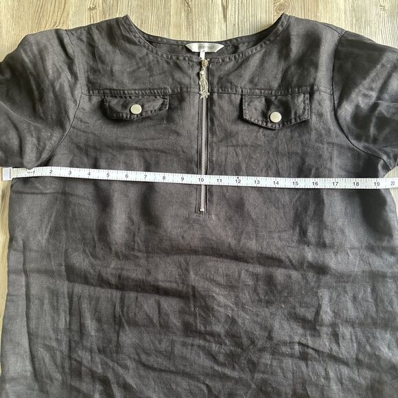 Ellen Tracy 100% Linen Black Dress Top Tunic W 3/4 Sleeves Size Small - Picture 5 of 8